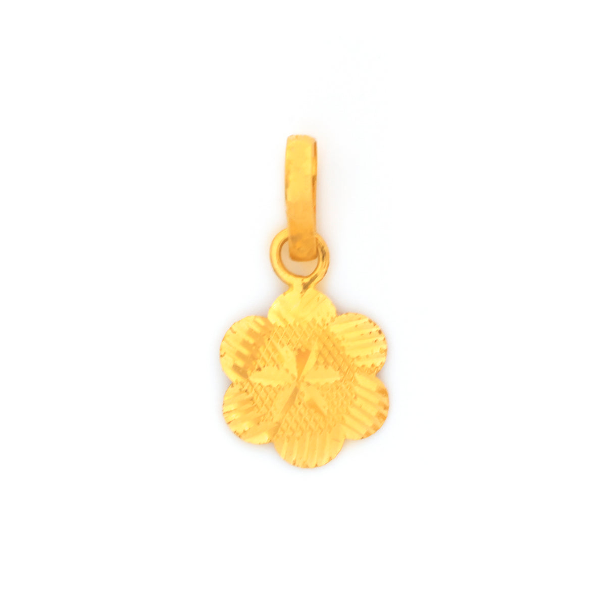 22K Gold Textured Flower Tag Pendant