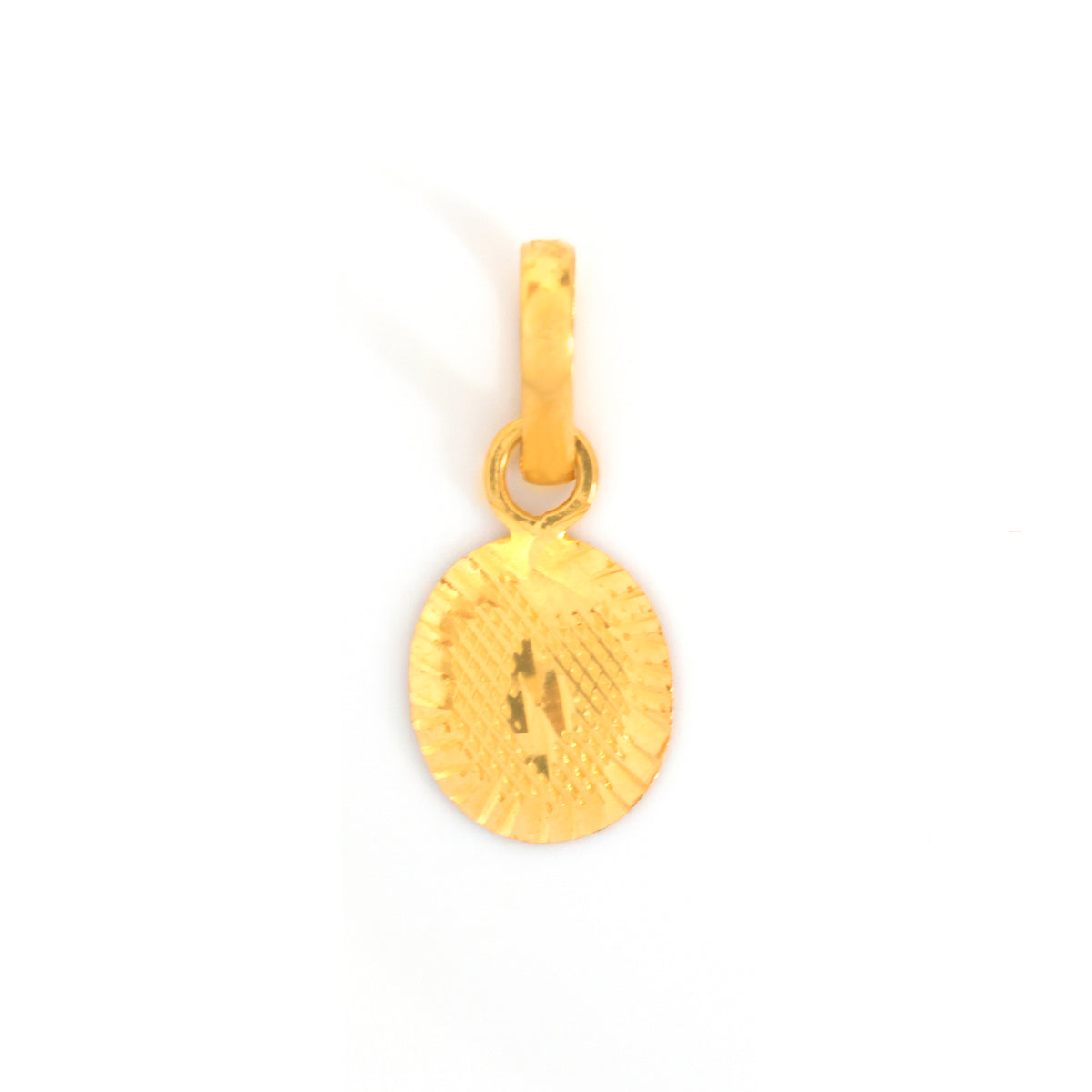 22K Gold Textured Oval Tag Pendant