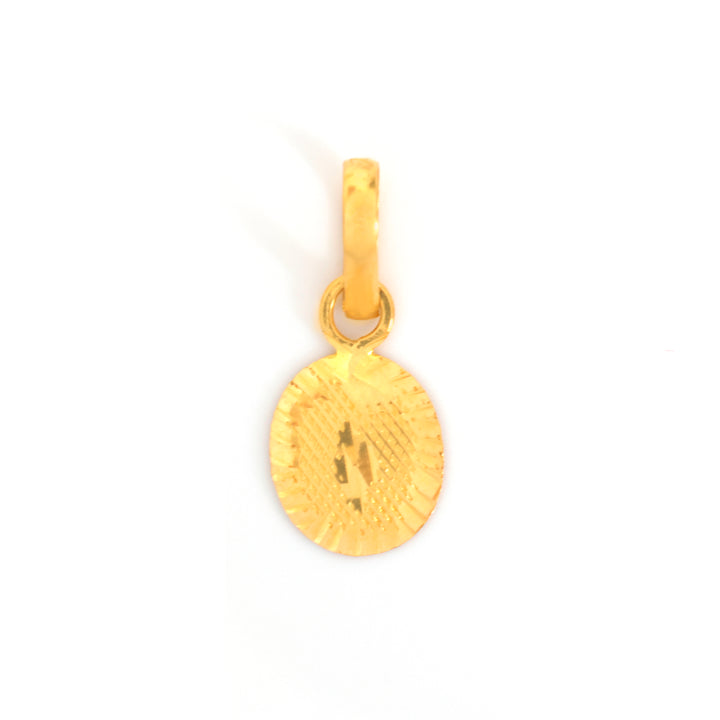 22K Gold Textured Oval Tag Pendant