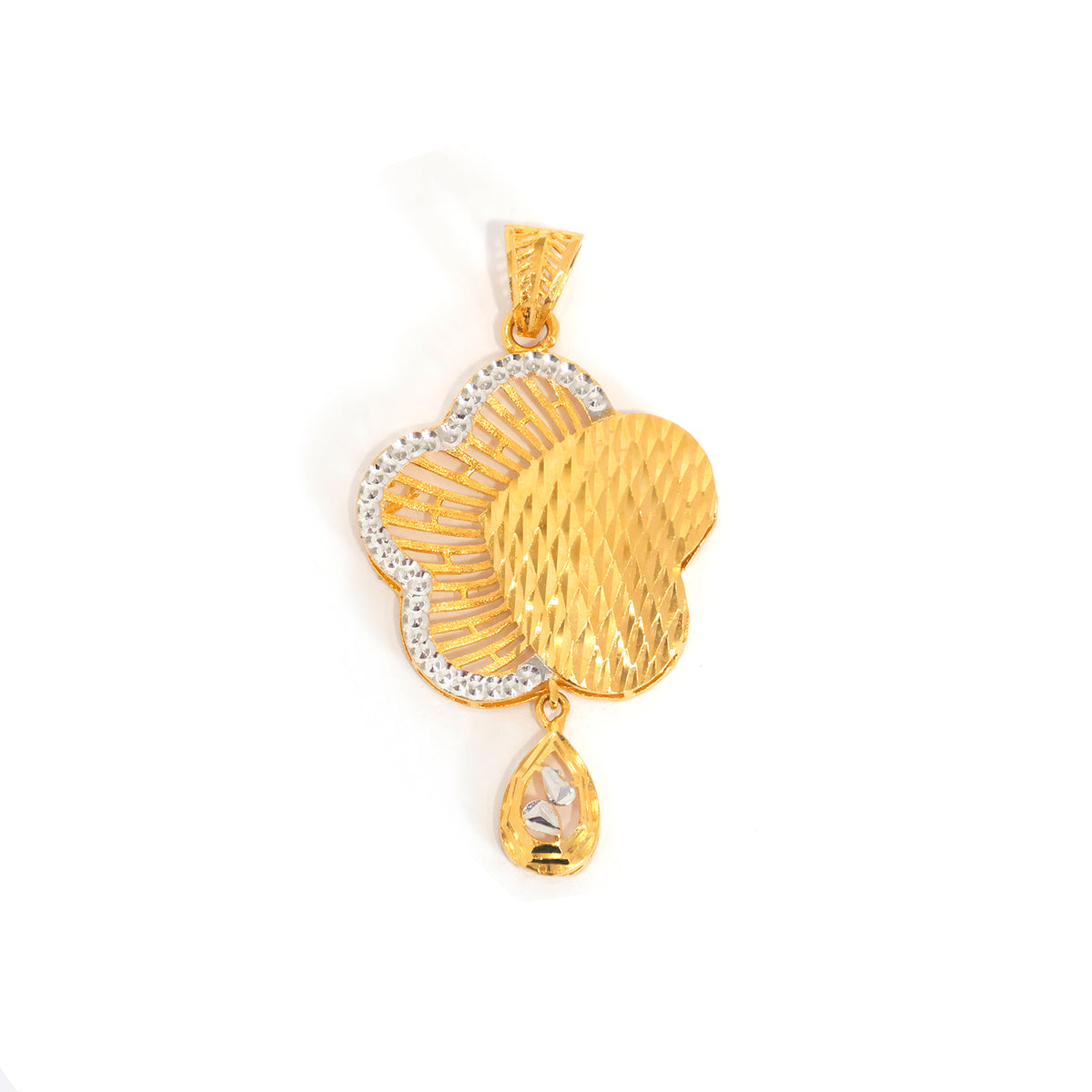22K Gold Pendant – two-tone styling, softly contoured polish – Main View