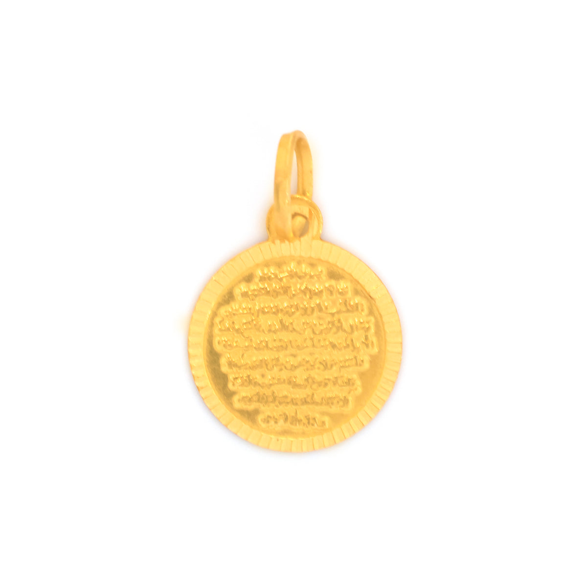 22K Gold Engraved Prayer Medallion Pendant