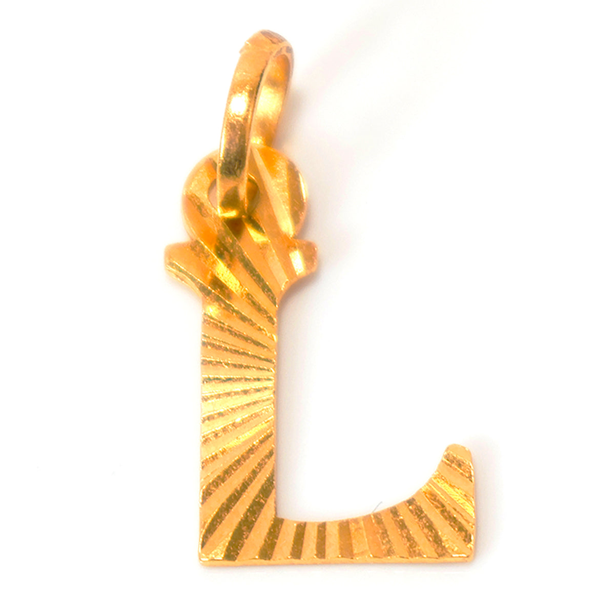 ذهب letter 'L' معلقة on white background