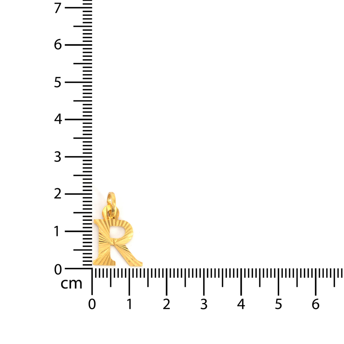 22K Gold Pendant with "R" Letter – Zero Making Charge - Size Reference