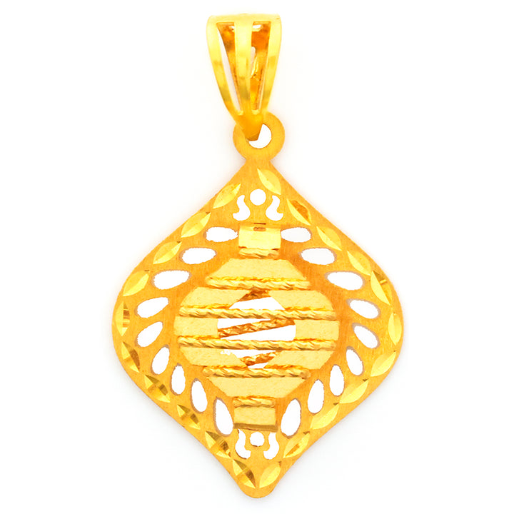 22K Gold Pendant – Open Teardrop Lattice Design