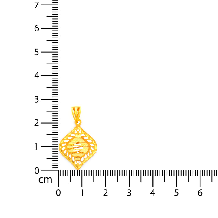 22K Gold Pendant – Open Teardrop Lattice Design