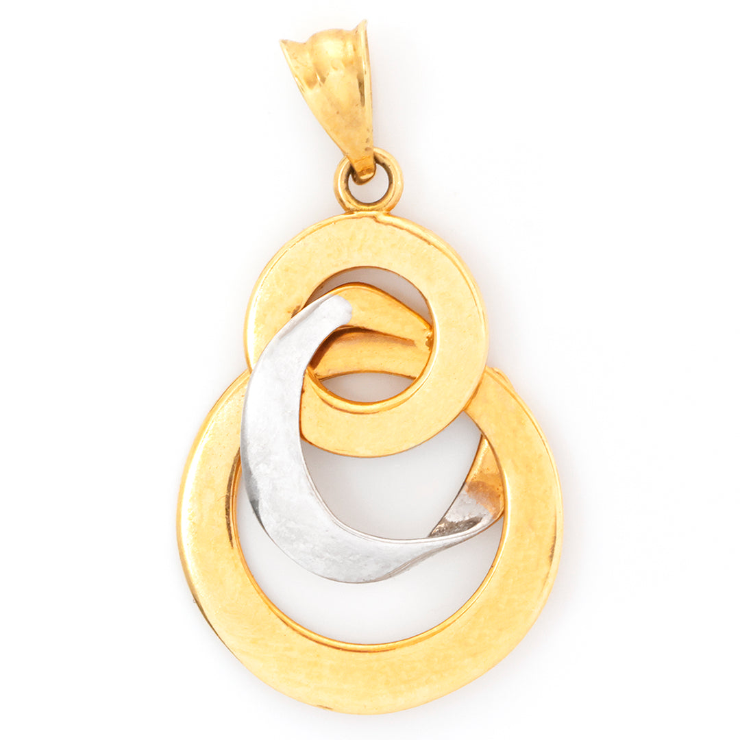Gold and silver pendant on a white background