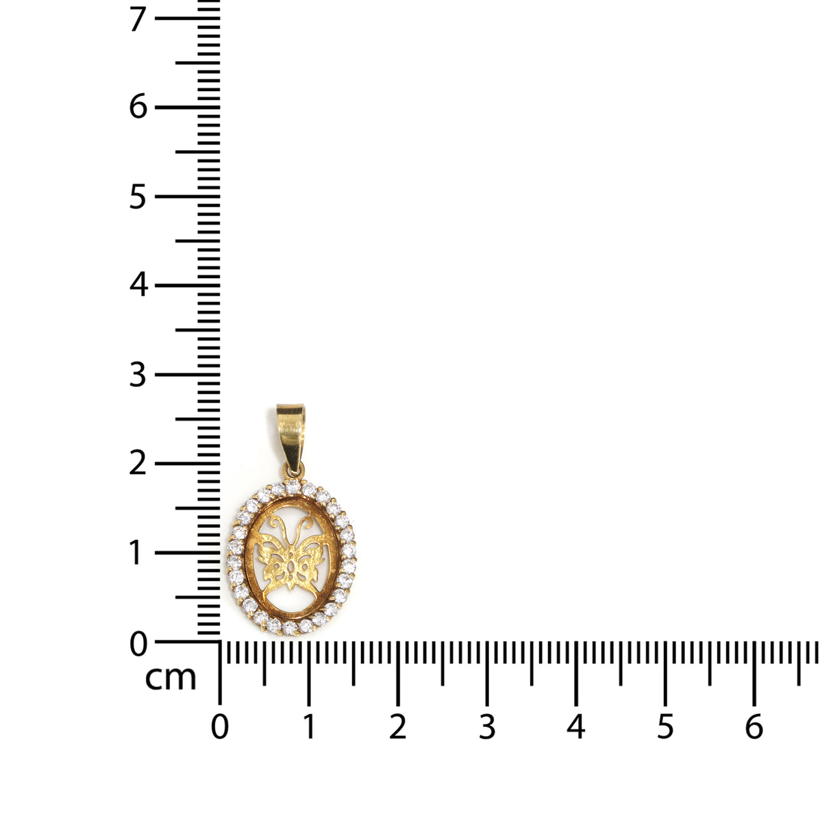 18K Gold Butterfly Pendant with CZ accent - Zero Making Charge - Size Referece