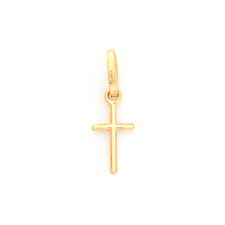 18K Gold Cross Pendant – Slender Polished Cross Design