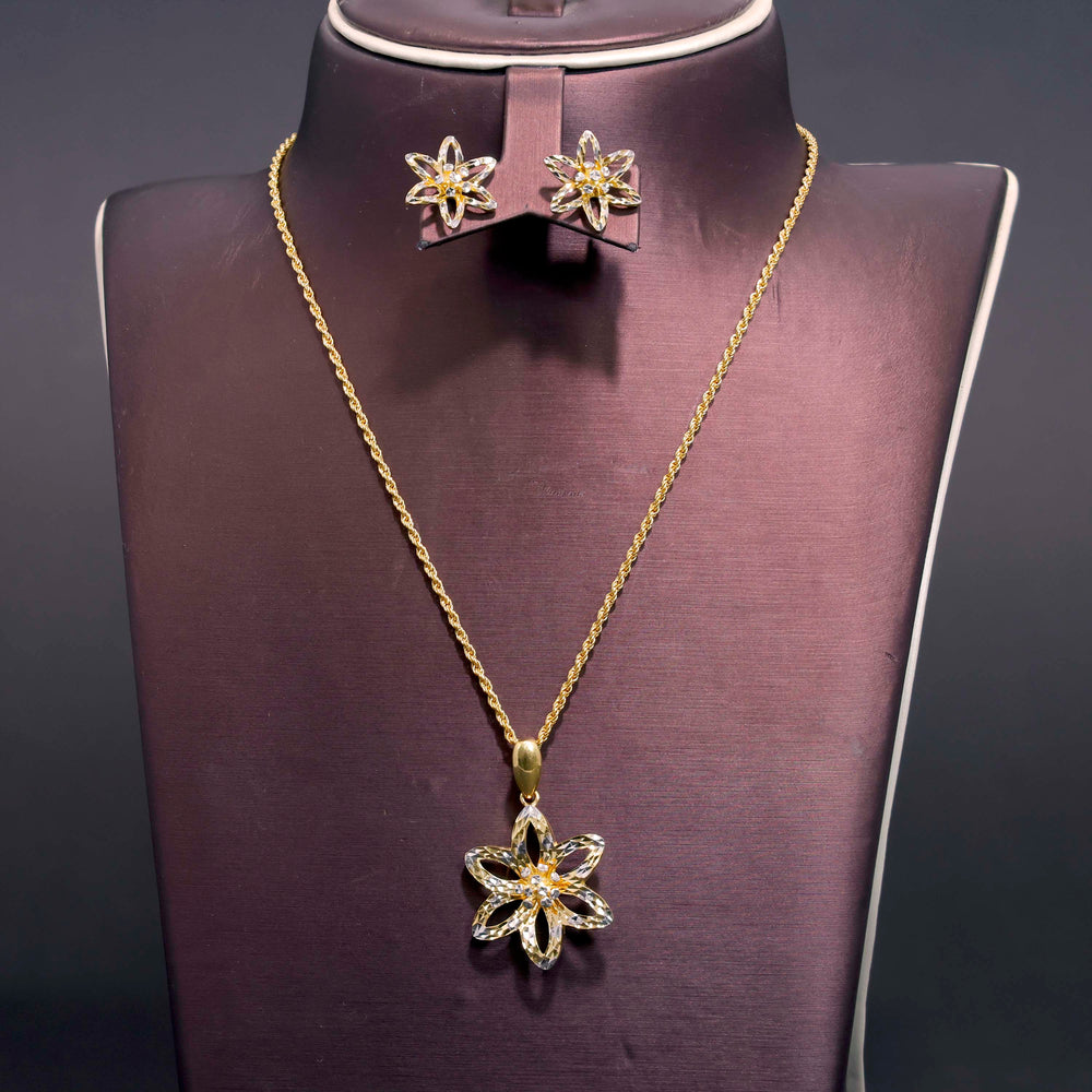 22K Gold Jewelry Set - Star Flower Design - Zero Making Charge - Full View