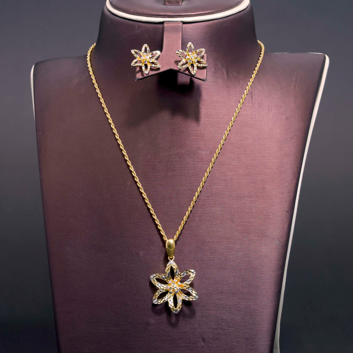 22K Gold Jewelry Set - Star Flower Design - Zero Making Charge - Full View