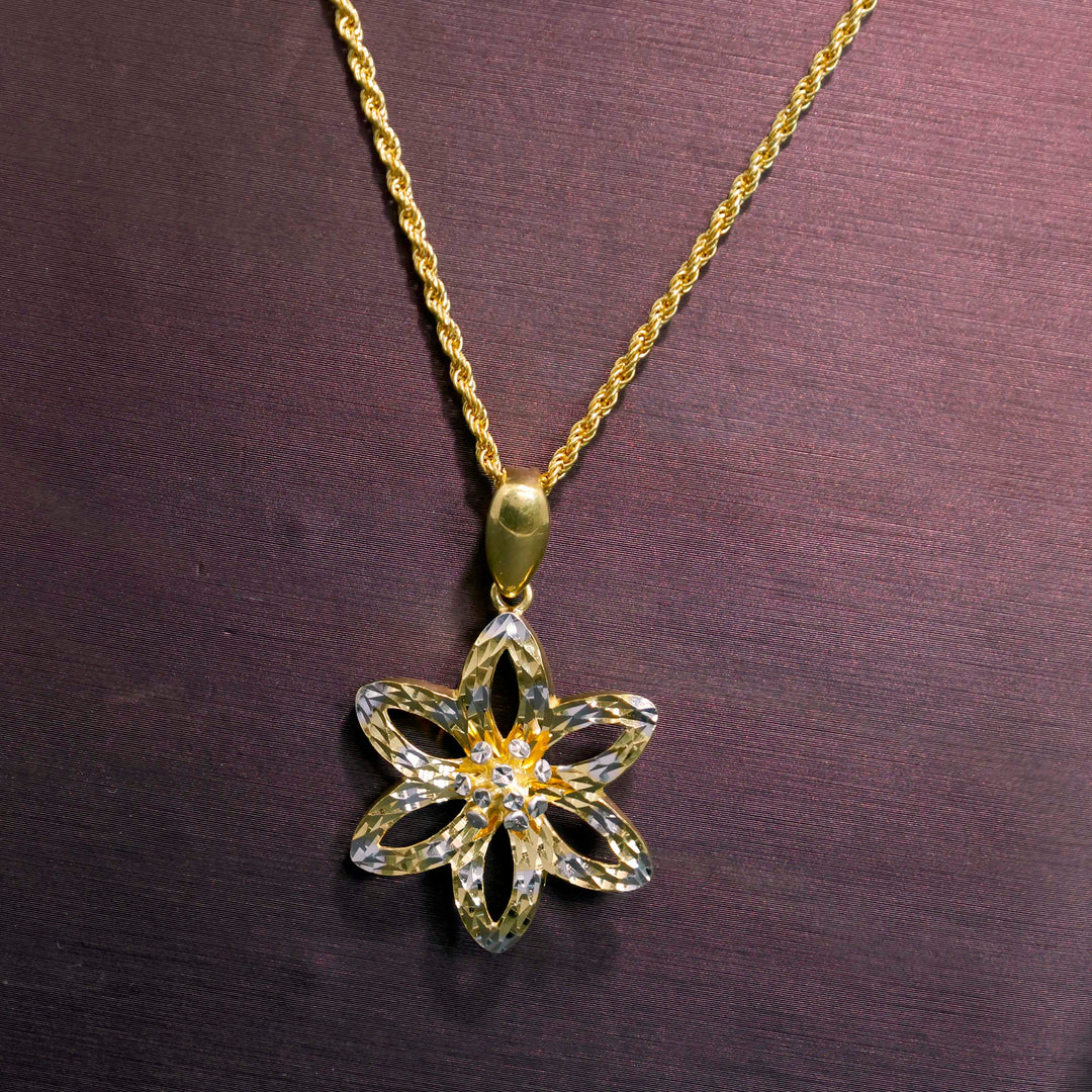 22K Gold Jewelry Set - Star Flower Design - Zero Making Charge - Close View