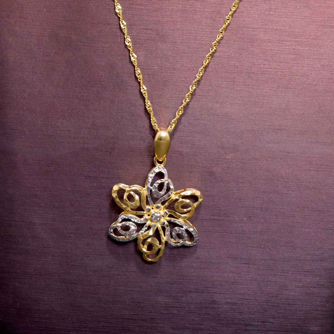 22K Gold Jewelry Set - Flower Design - Zero Making Charge - Close View