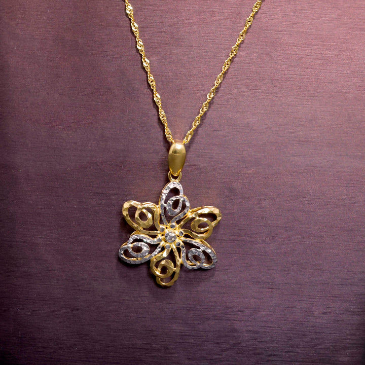 22K Gold Jewelry Set - Flower Design - Zero Making Charge - Close View