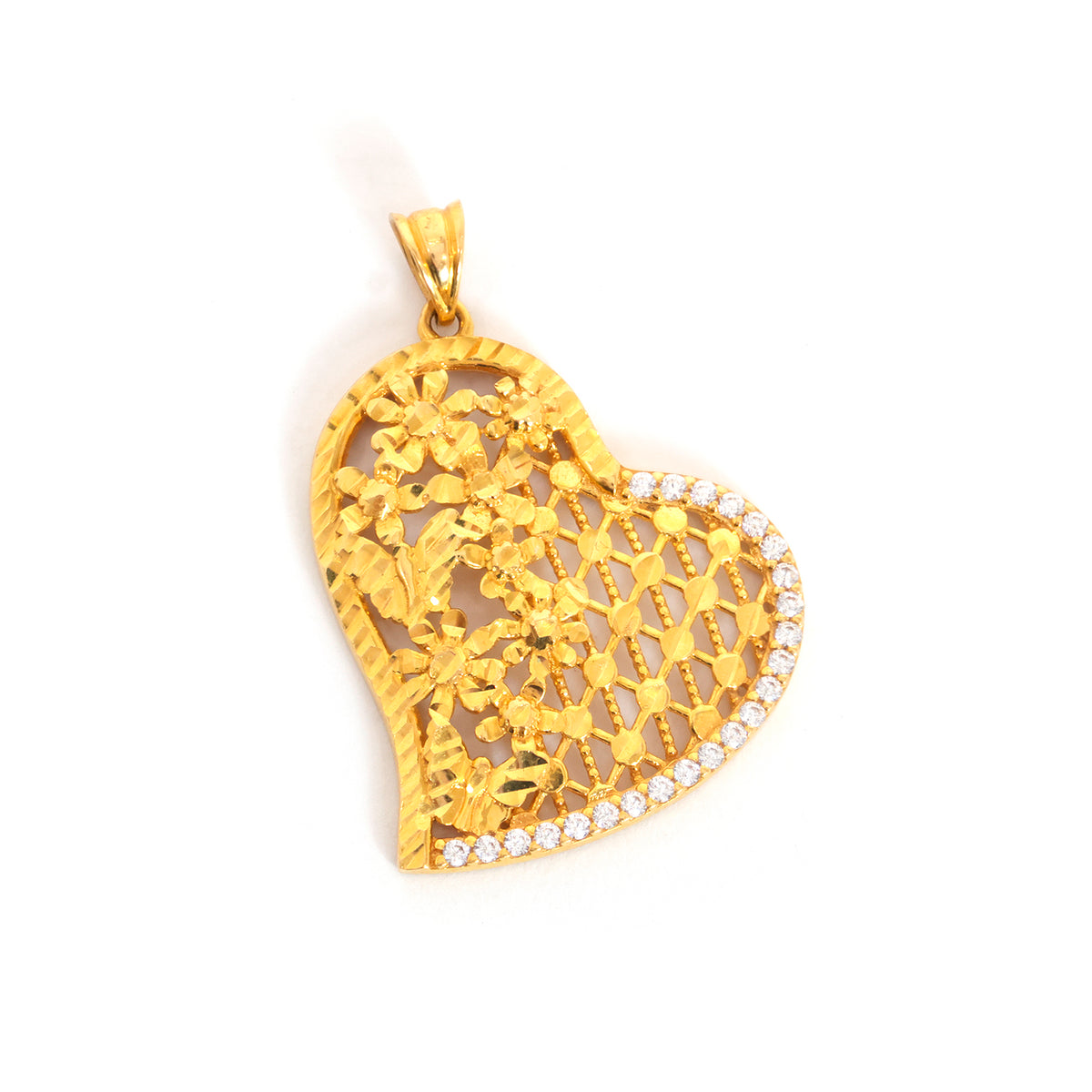 21K Gold Pendant – Beautiful Heart Design – Zero Making Charge - Main View