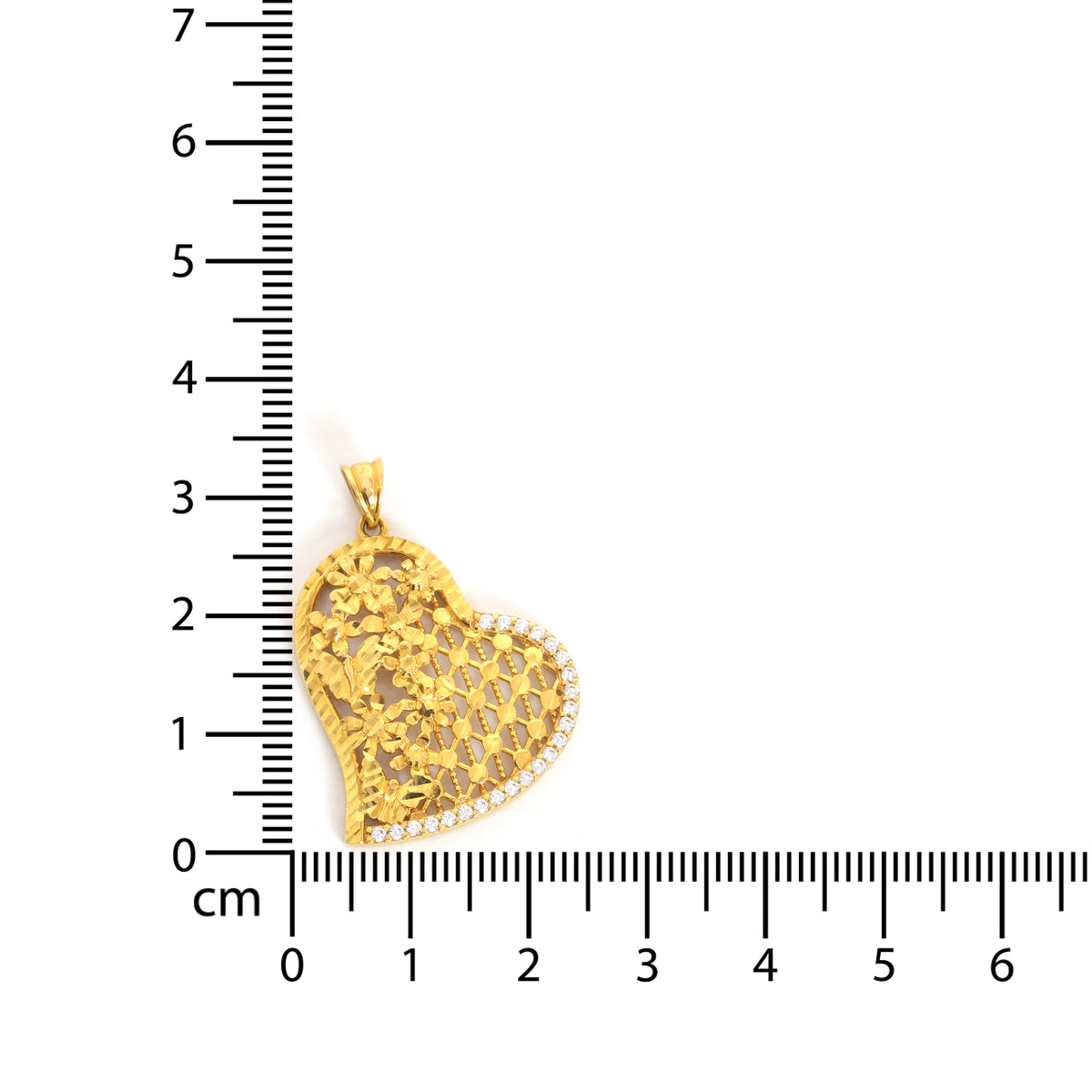 21K Gold Pendant – Beautiful Heart Design – Zero Making Charge - Size Reference