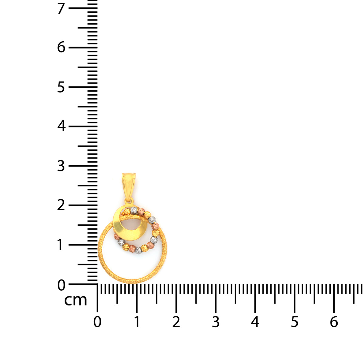 22K Gold Tri-Color Bead Ring Pendant - Zero making charge