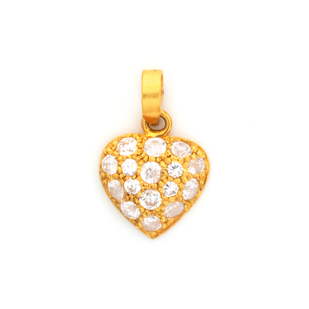 22K Gold Pave Heart Pendant - Zero making charge