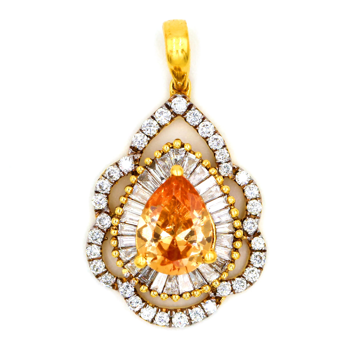 18K Gold Citrine Diamond Pendant - AL FANAN