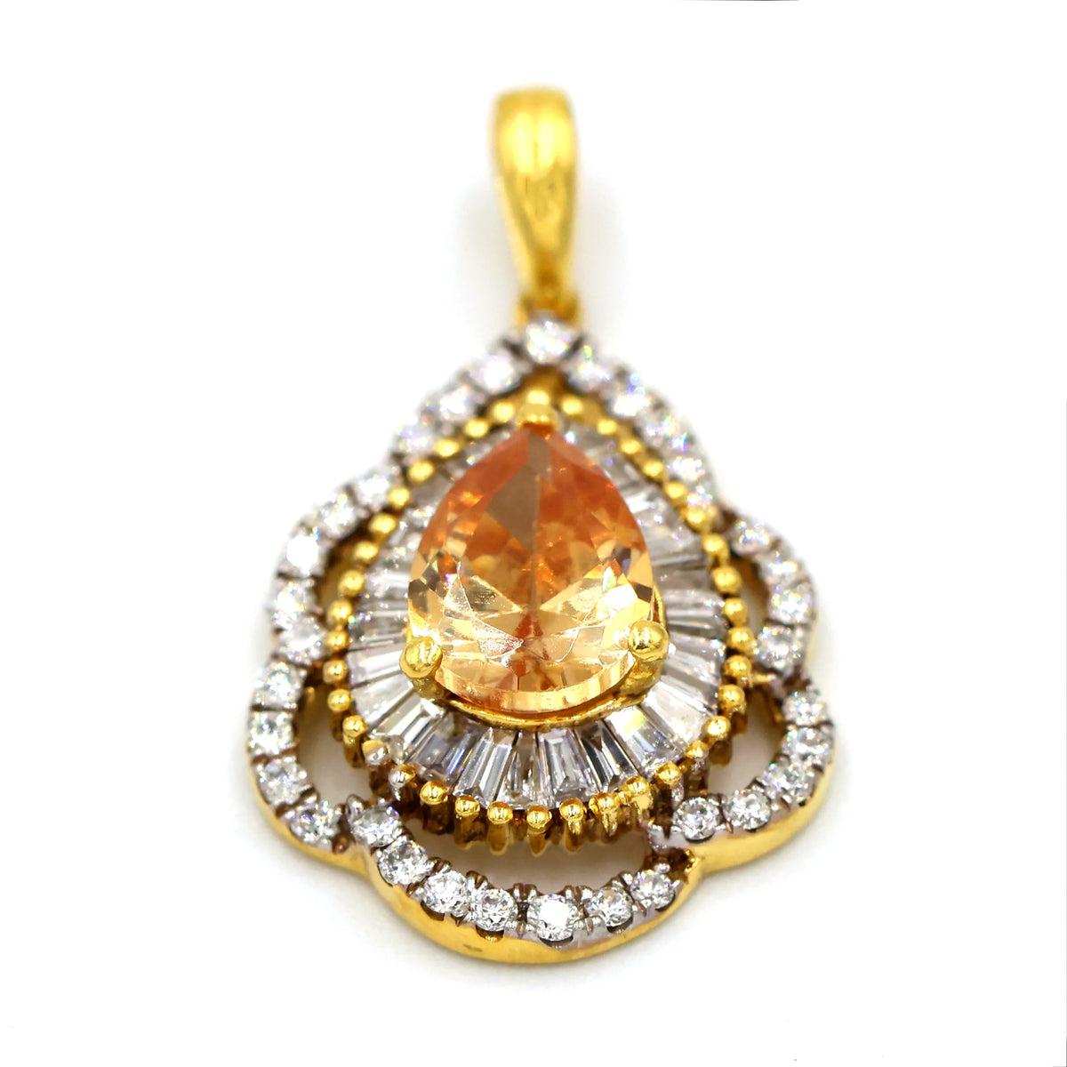 18K Gold Citrine Diamond Pendant - AL FANAN