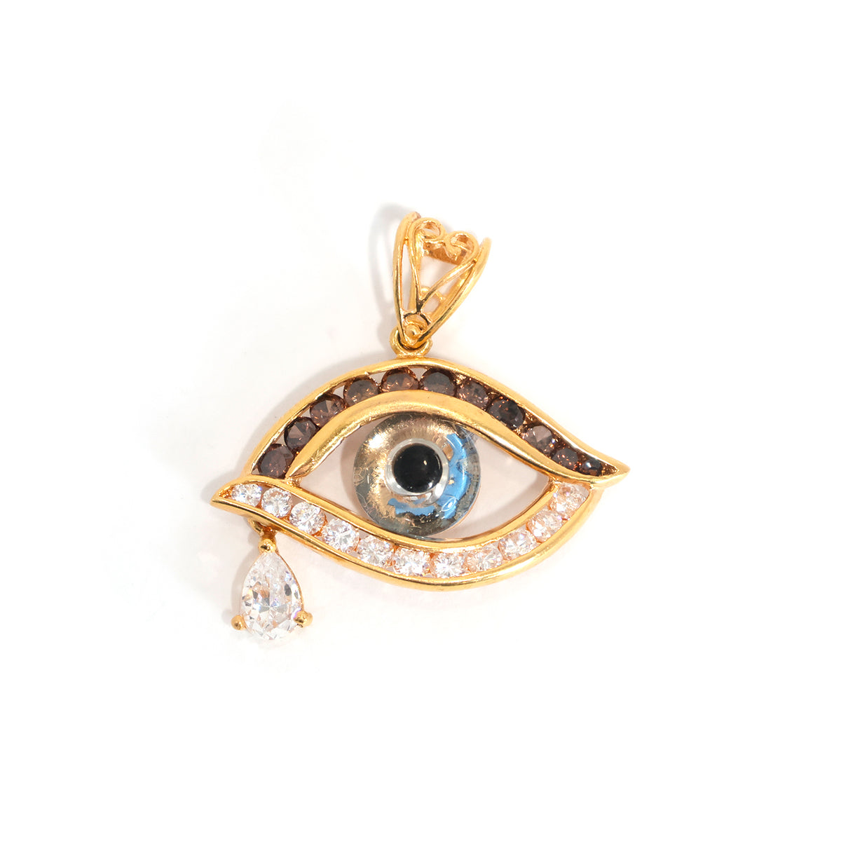 21K Gold Eye Pendant - Evil Eye Design – Zero Making Charge - Main View