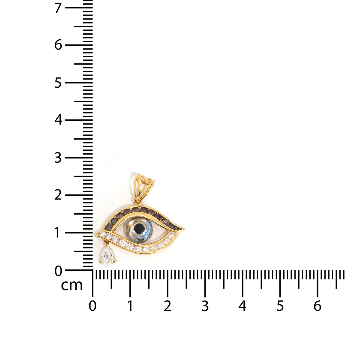 21K Gold Eye Pendant - Evil Eye Design – Zero Making Charge - Size Reference
