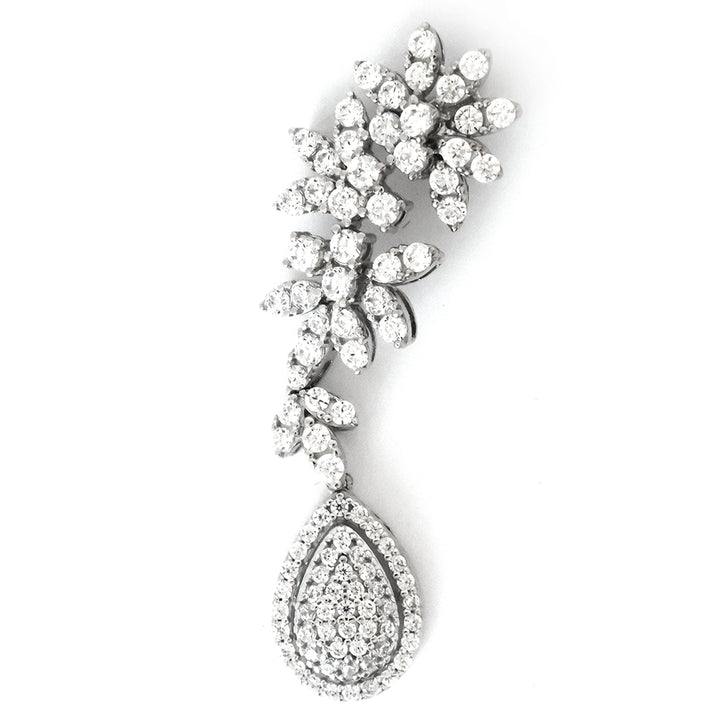 Diamond earring with floral design on a white background