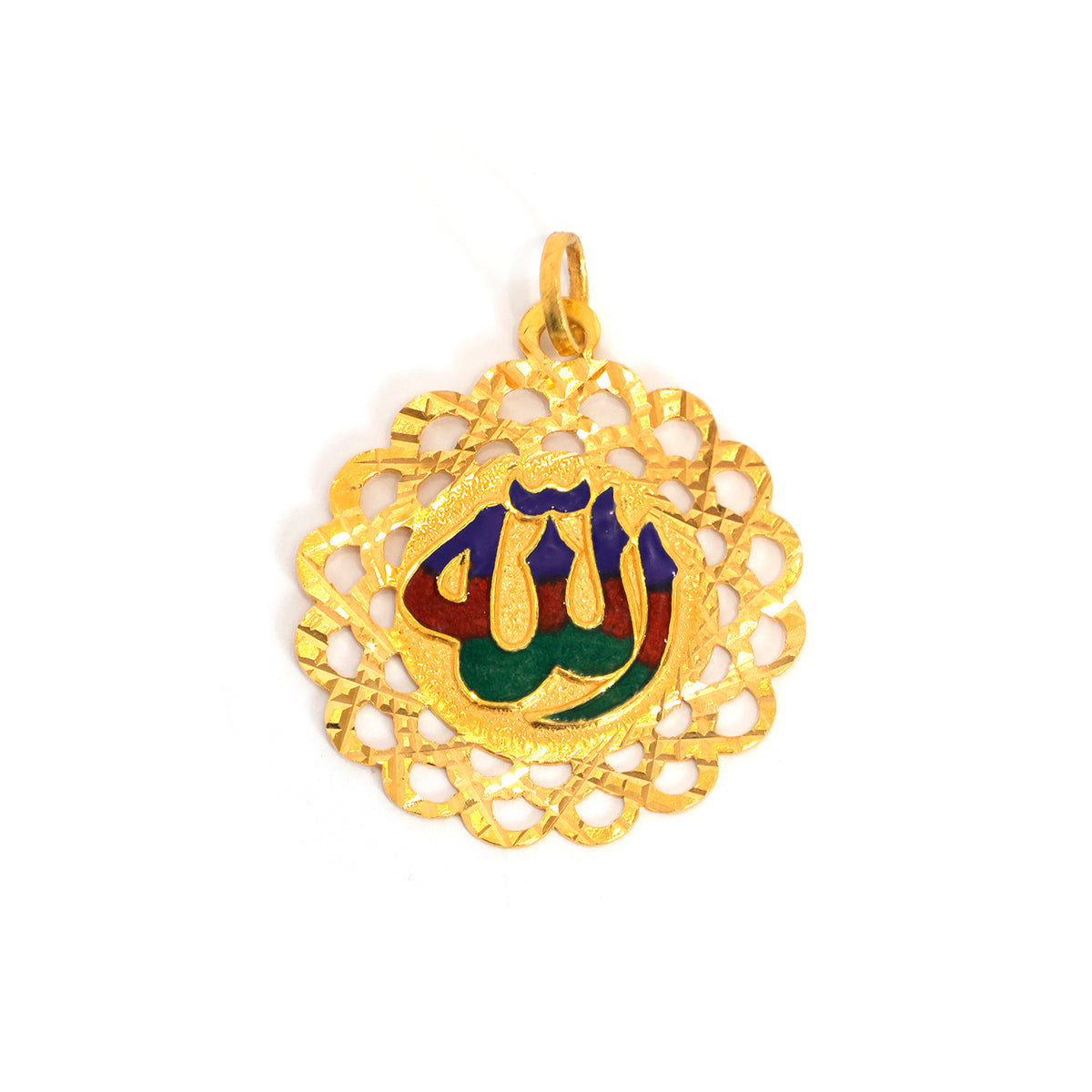 22K Gold Pendants – Colorful Enamel Calligraphy - Main View
