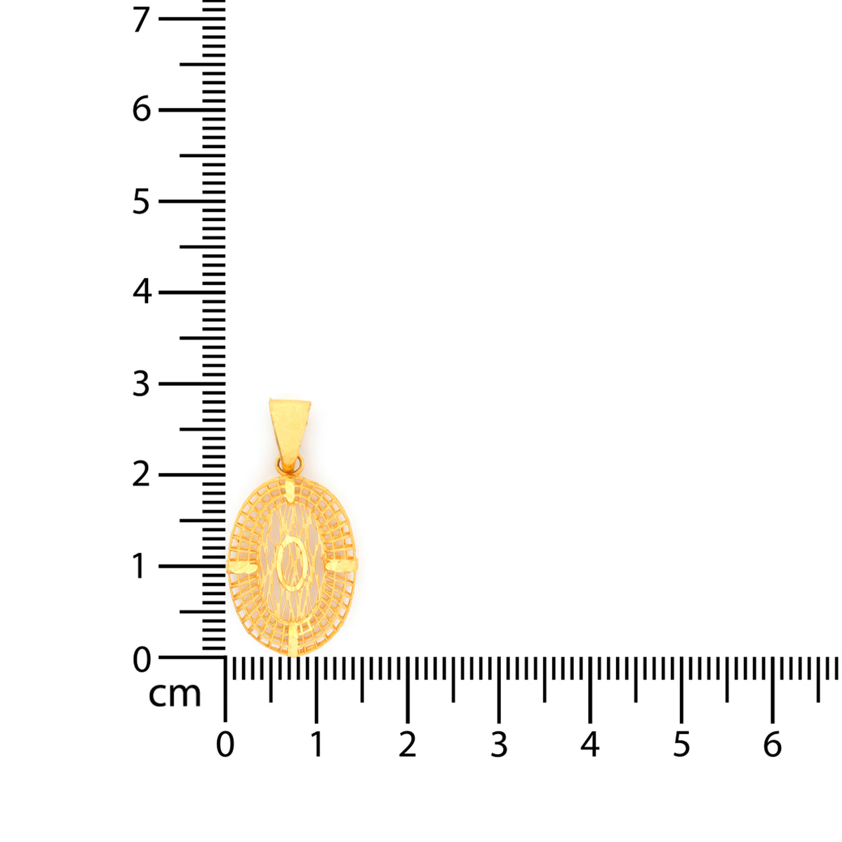 22K Gold Woven Lattice Oval Pendant with Branch Center