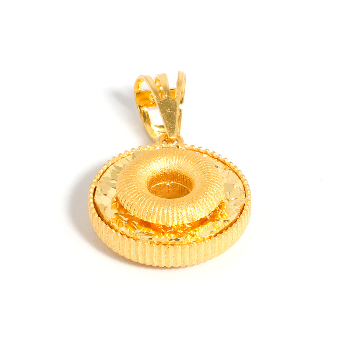 22k Gold Round Pendant - Elegant Design - Close View