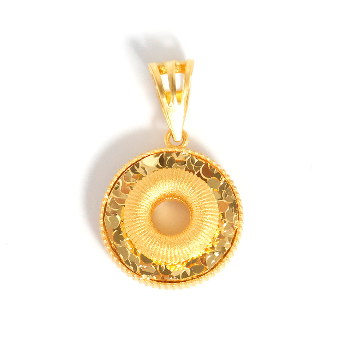 22k Gold Round Pendant - Elegant Design - Main View