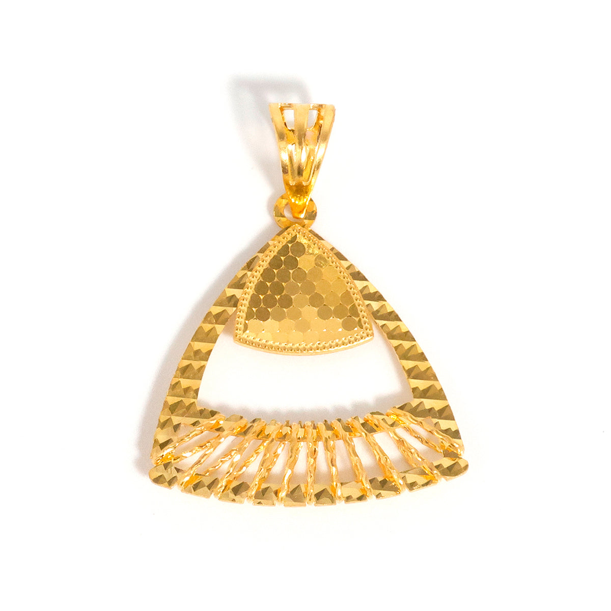 22K Geometric Gold Pendant - Triangle Shape - Main View