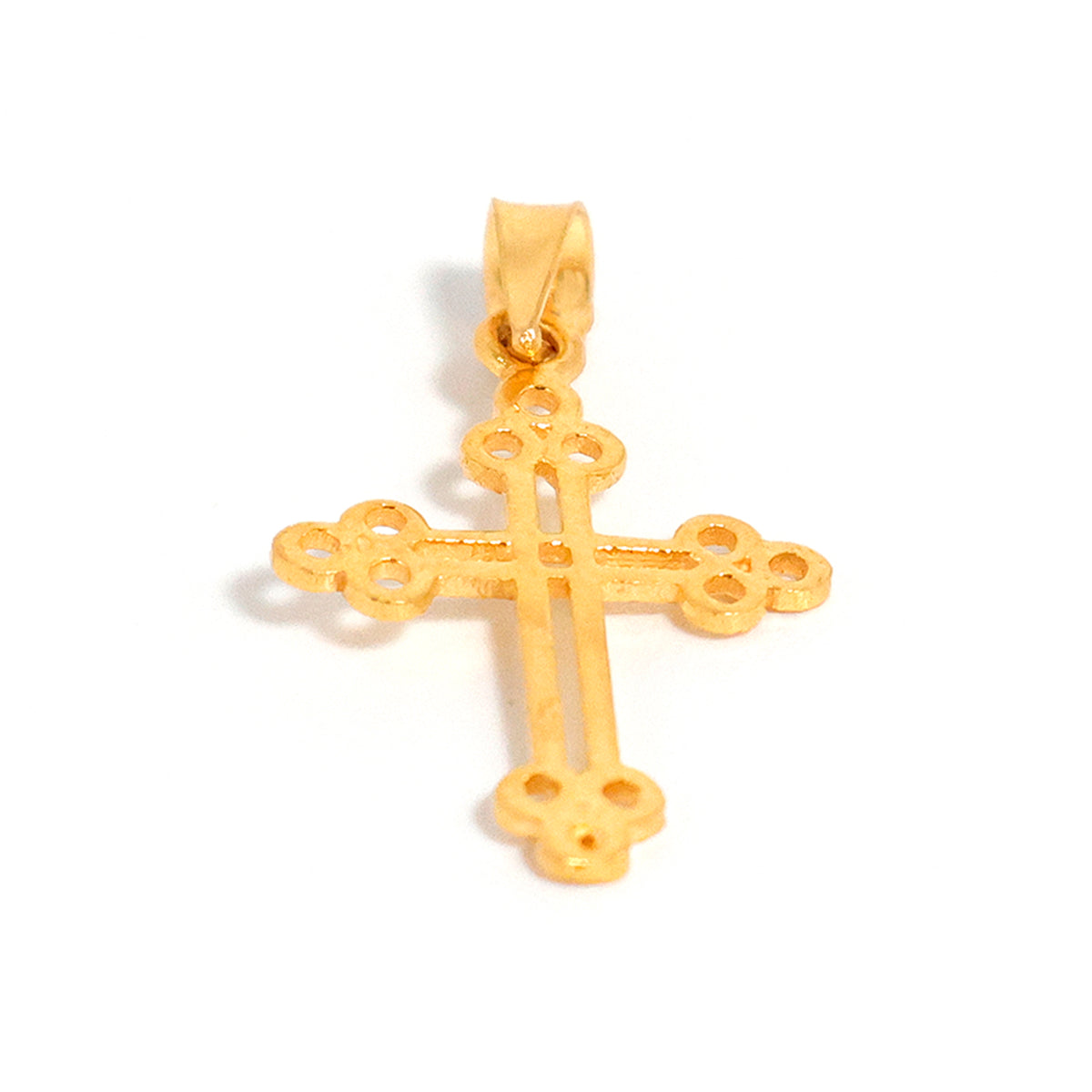 22K Gold Orthodox Cross Pendant - Shop Designs Now - Close View