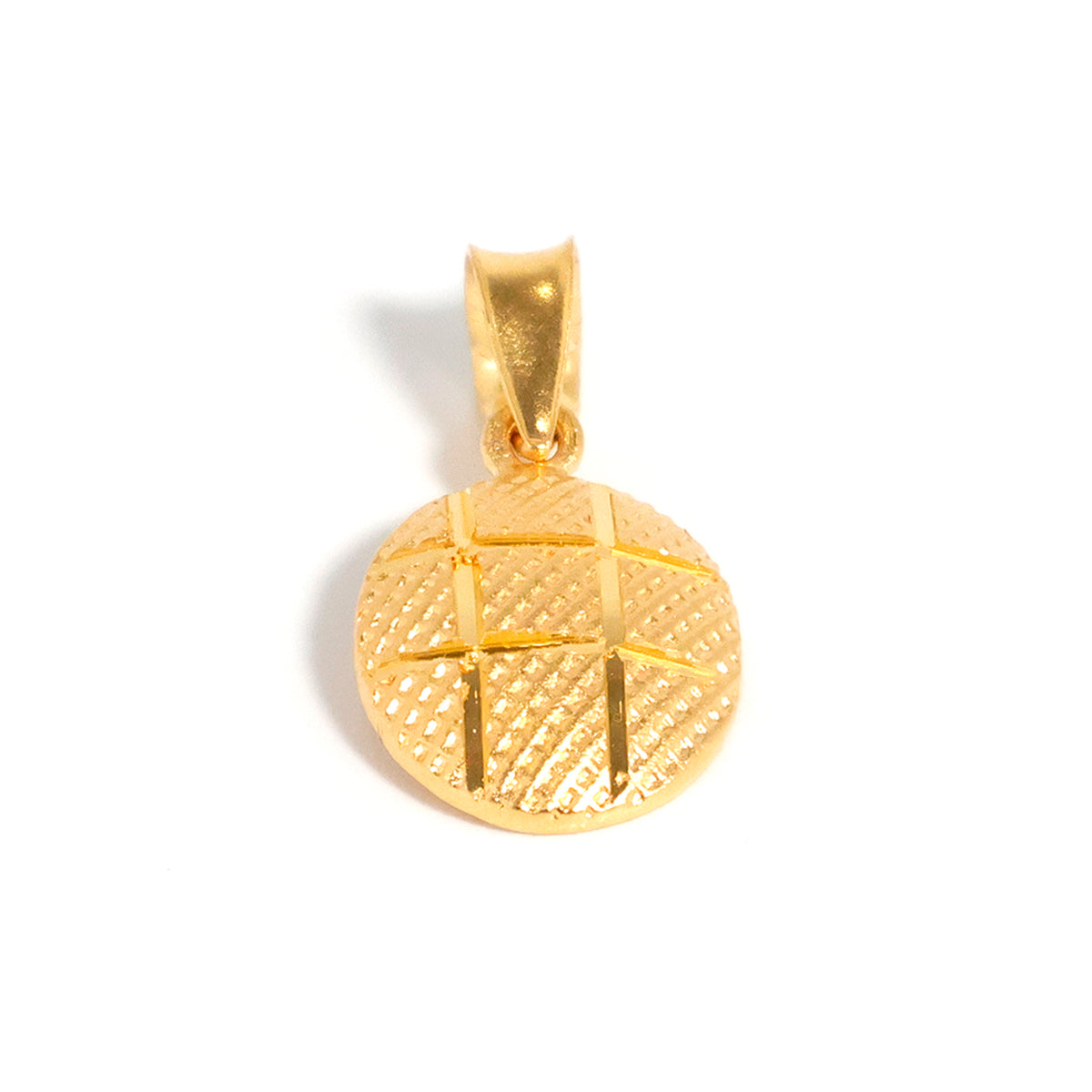22K Gold Oval Shaped Pendant - Multi-Texture Design - Shop Now - Close View