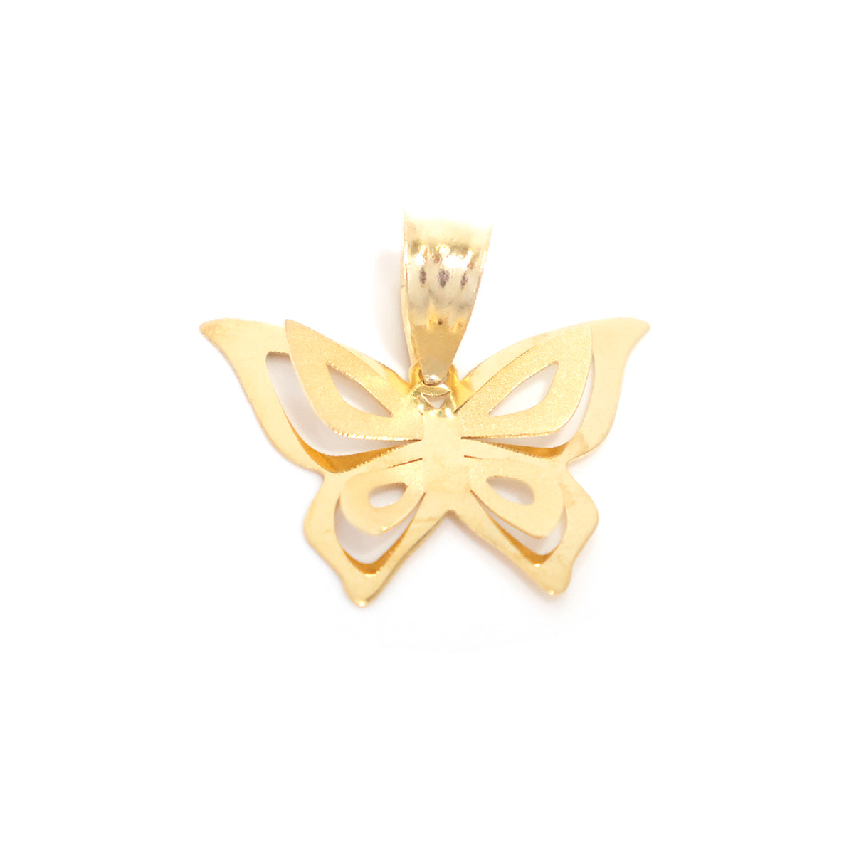 18K Gold Pendant – butterfly pendant with openwork cut-out wings – Close View