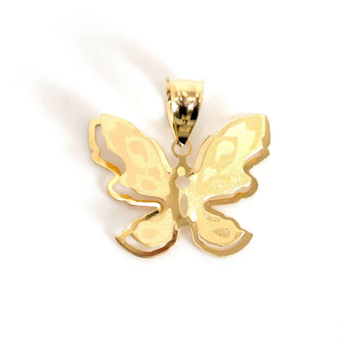 18K Gold Pendant – butterfly pendant with etched wing patterns - Main View