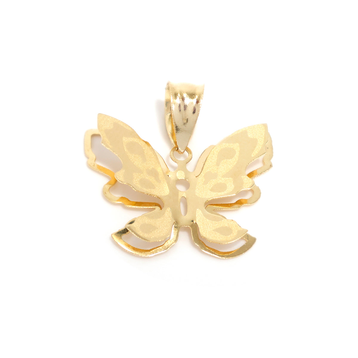 18K Gold Pendant – butterfly pendant with etched wing patterns - Close View