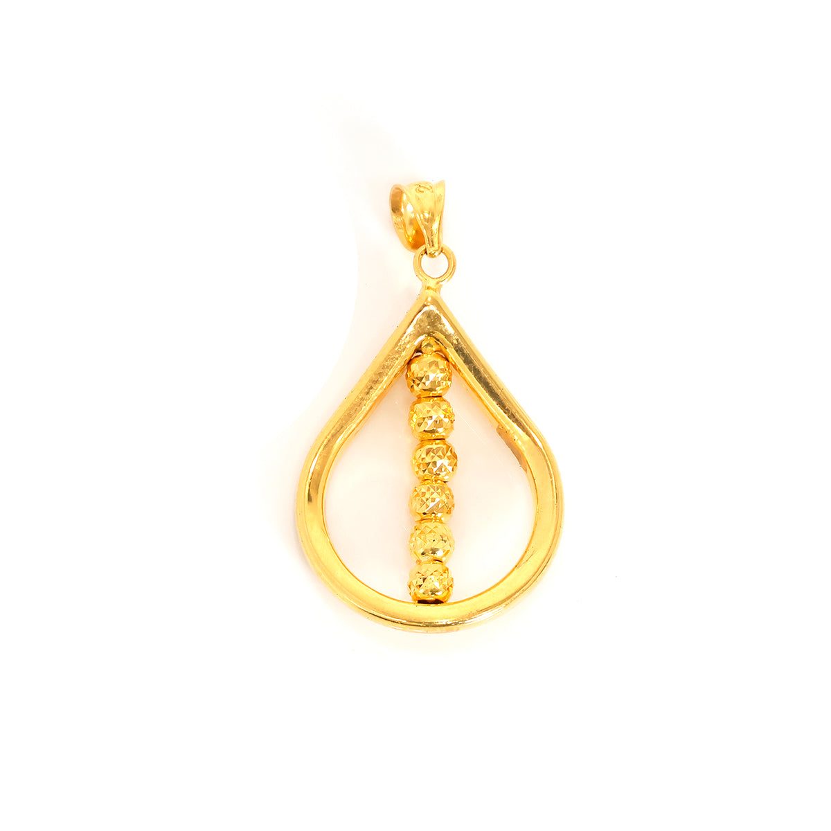 21K Gold Teardrop Pendant with Bead Detailing – Zero Making Charge - Main View