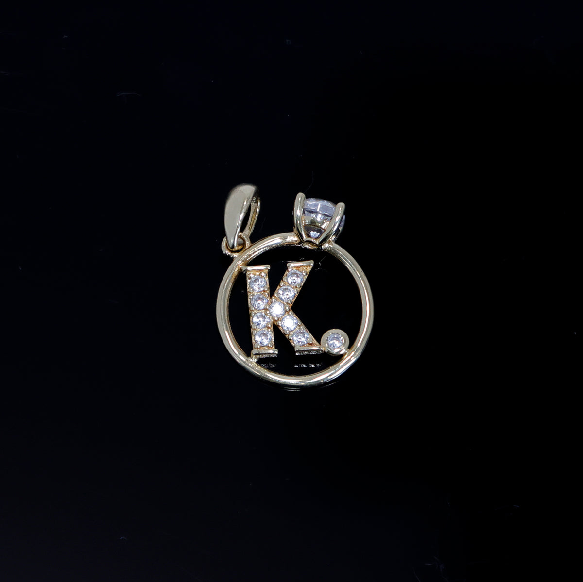18K Gold Letter K CZ Pendant - Elegant Initial Jewellery – Main View