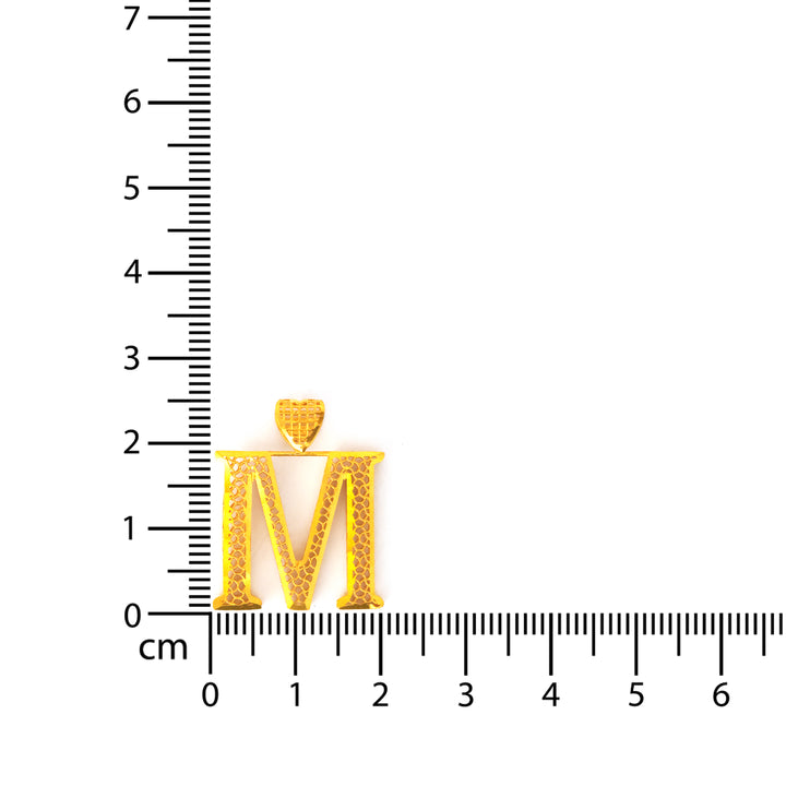 21K Gold Pendant - Openwork Initial M Design - Zero Making Charge