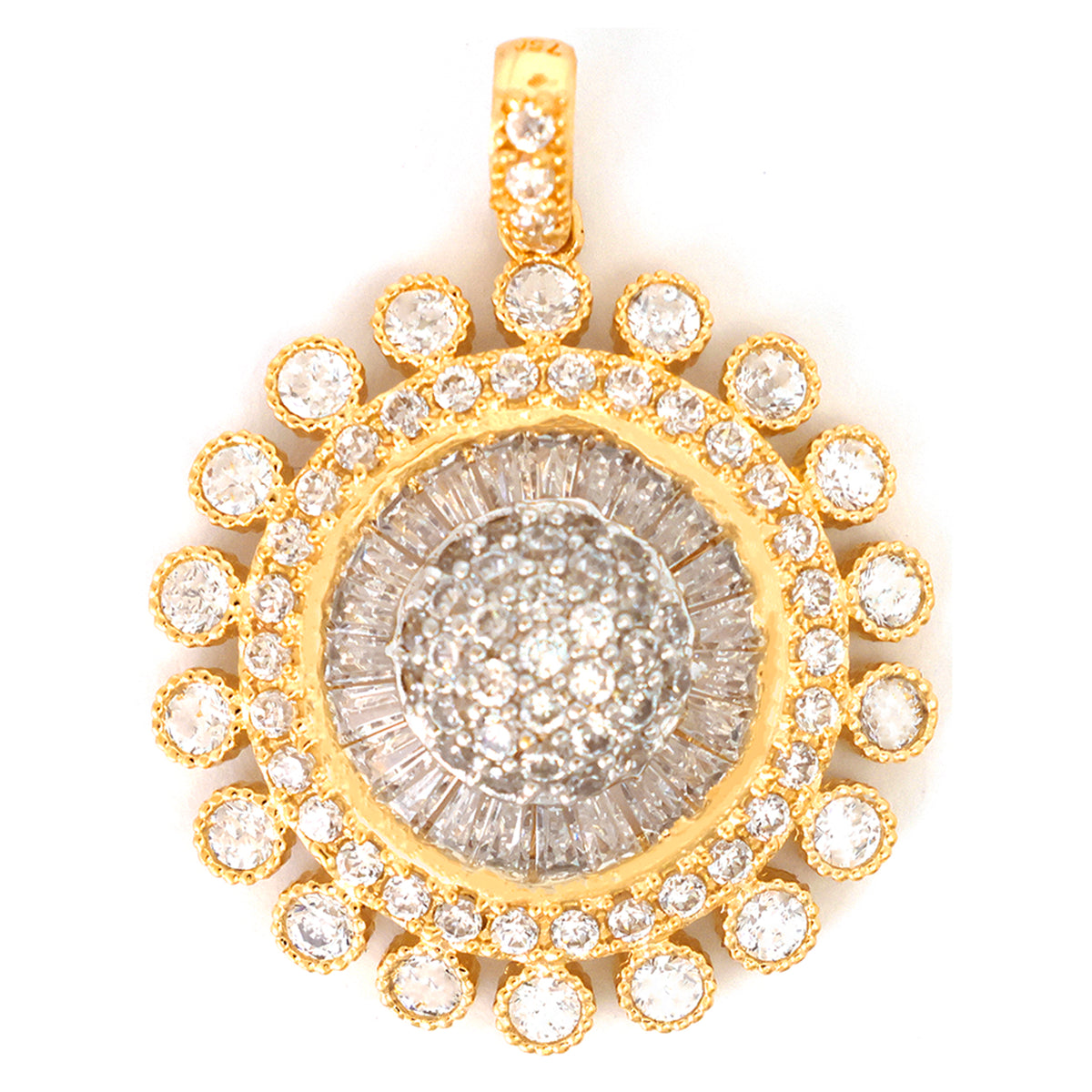 ذهب و فضة معلقة مع clear gemstones on white background