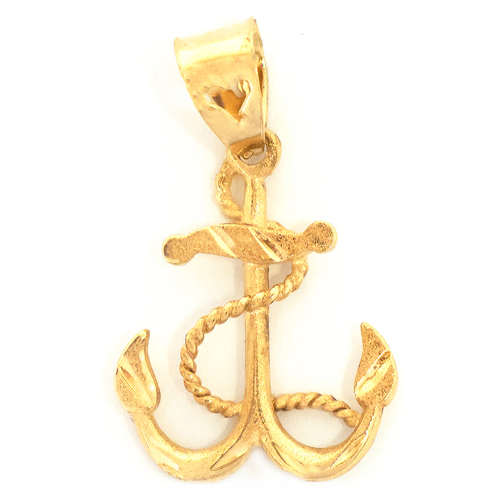 18K Gold Pendant – Twisted Rope Anchor Pendant