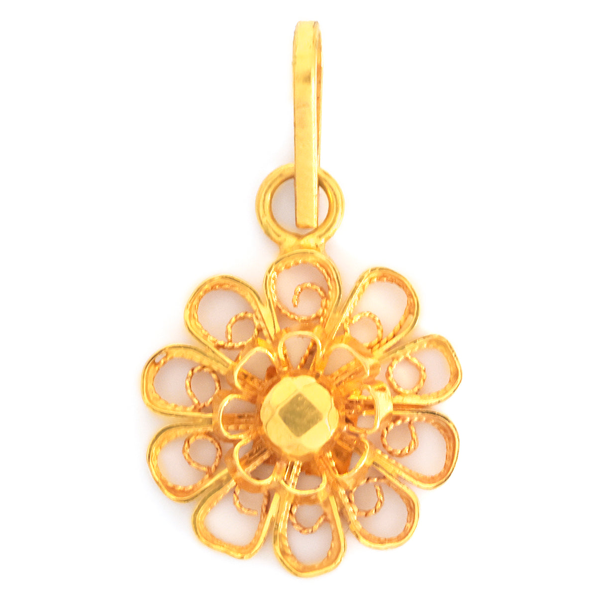 22K Gold Filigree Flower Pendant - Zero making charge