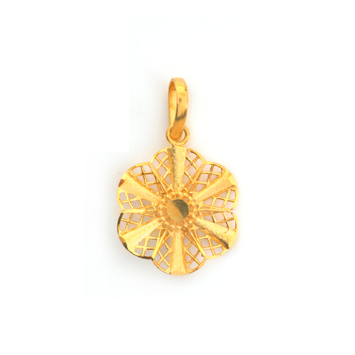 22K Gold Filigree Flower Pendant
