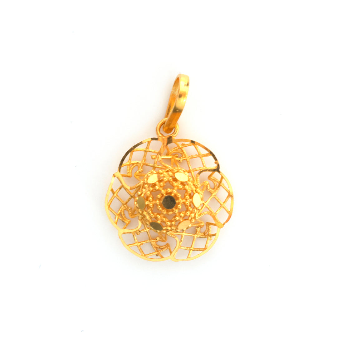 22K Gold Filigree Medallion Round Pendant