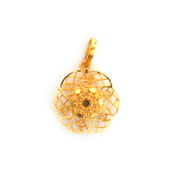 22K Gold Filigree Medallion Round Pendant