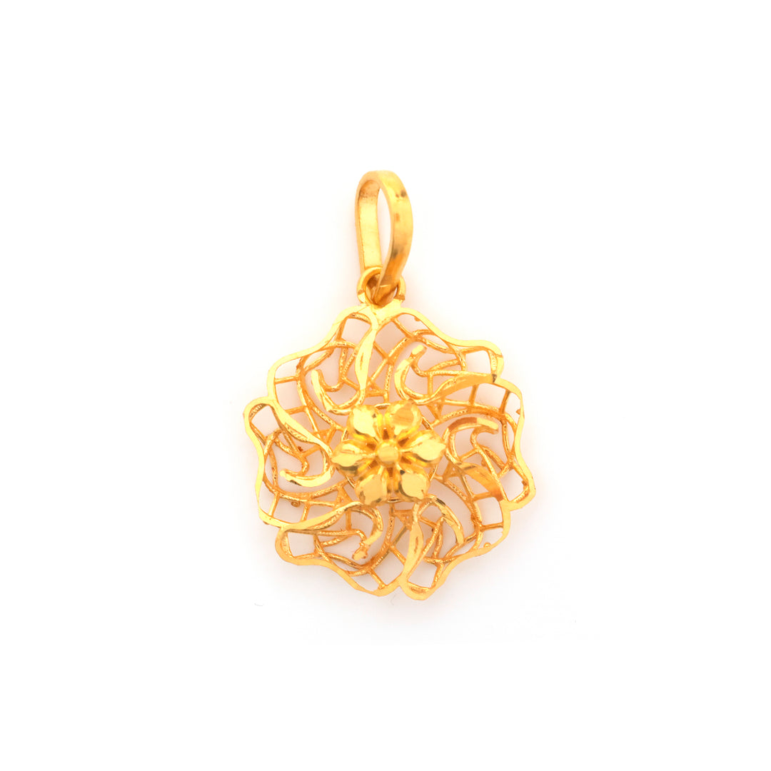 22K Gold Open Filigree Floral Centre Pendant