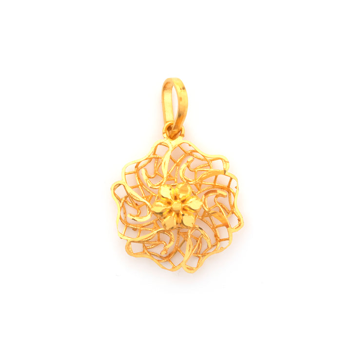 22K Gold Open Filigree Floral Centre Pendant