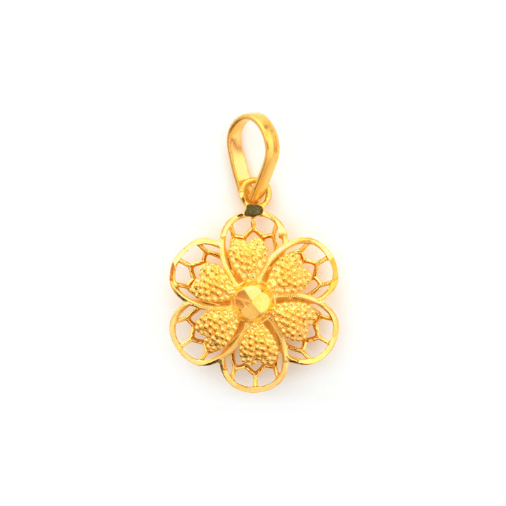 22K Gold Filigree Flower Blossom Pendant