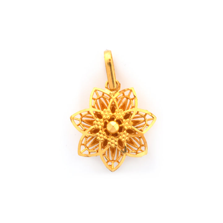 22K Gold Filigree Seven-Petal Flower Pendant