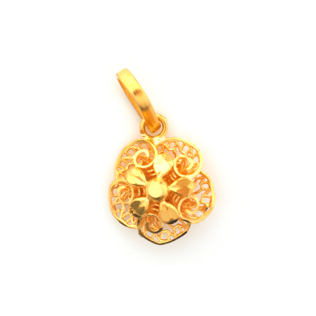 22K Gold Filigree Flower Pendant